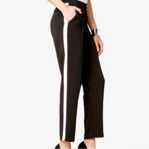 Zara Black Womens Trouser Pants With White Racing Stripe Sz XXL Plus Size